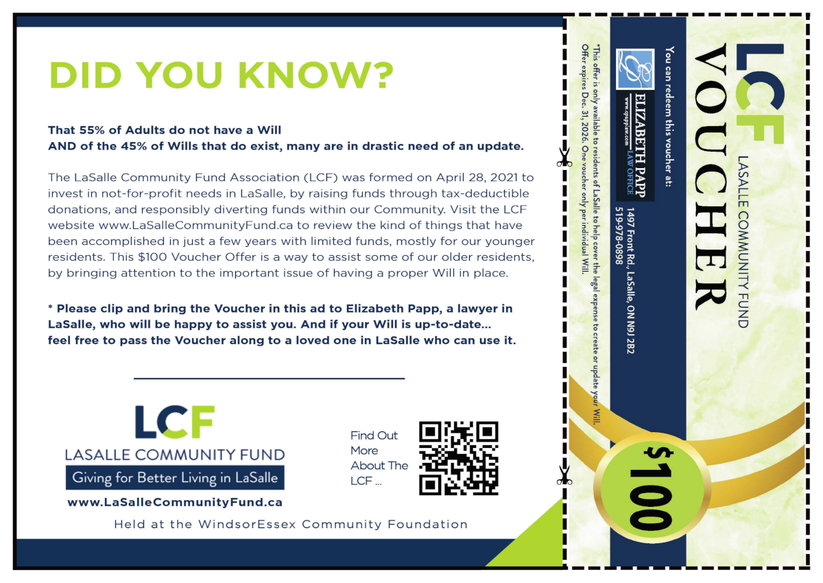 $100 will update-voucher at Elizabeth Papp Law Office